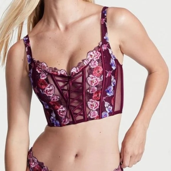 Victoria’s Secret Bra Women’s M - DD VS Dream Angels Corset Floral Pink - Picture 1 of 9